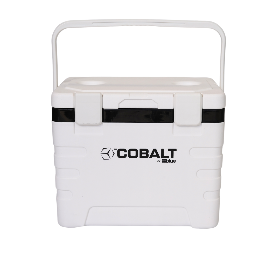 Blue Coolers - Cobalt 37 Quart Weekender Cooler- White - Front View, Handle Up
