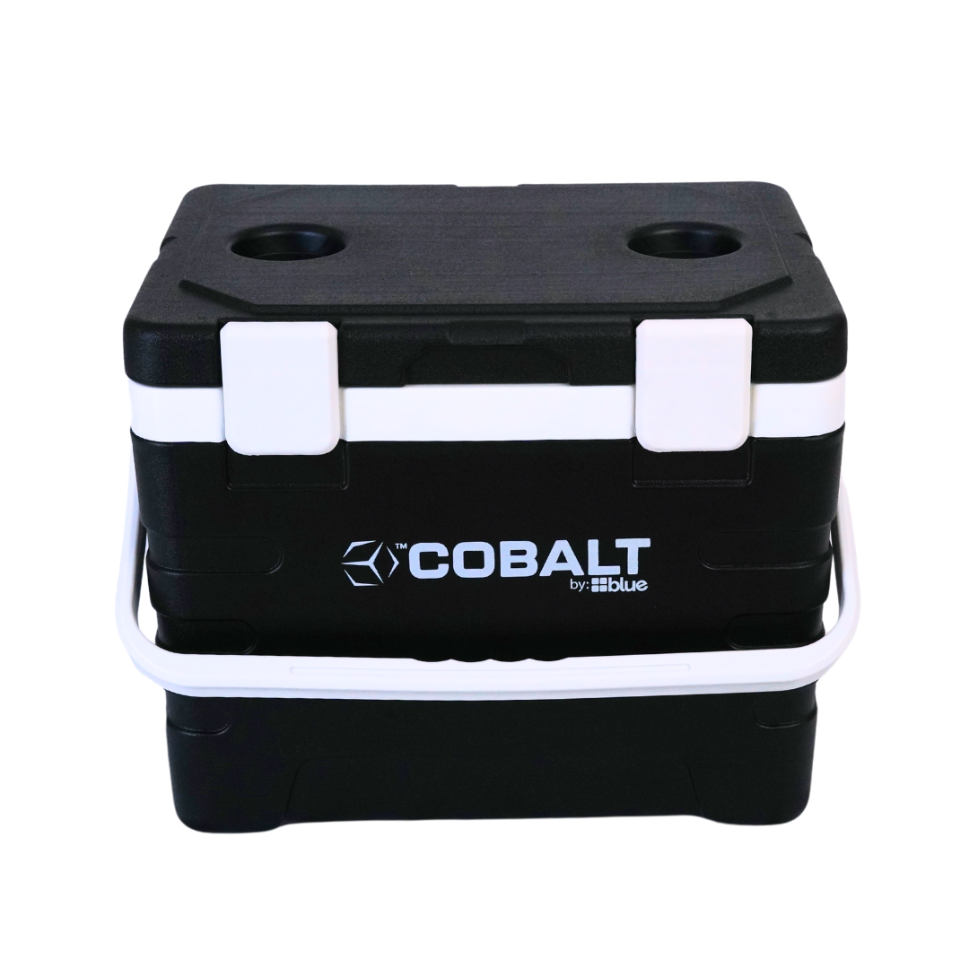 Blue Coolers - Cobalt 37 Quart Weekender Cooler- Black - Front View, Handle in Front