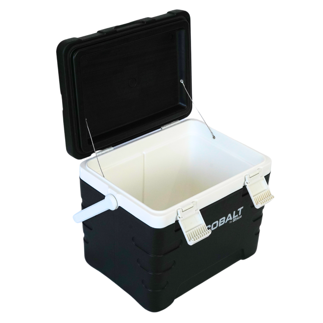 Blue Coolers - Cobalt 37 Quart Weekender Cooler- Black - Open Lid, Angled