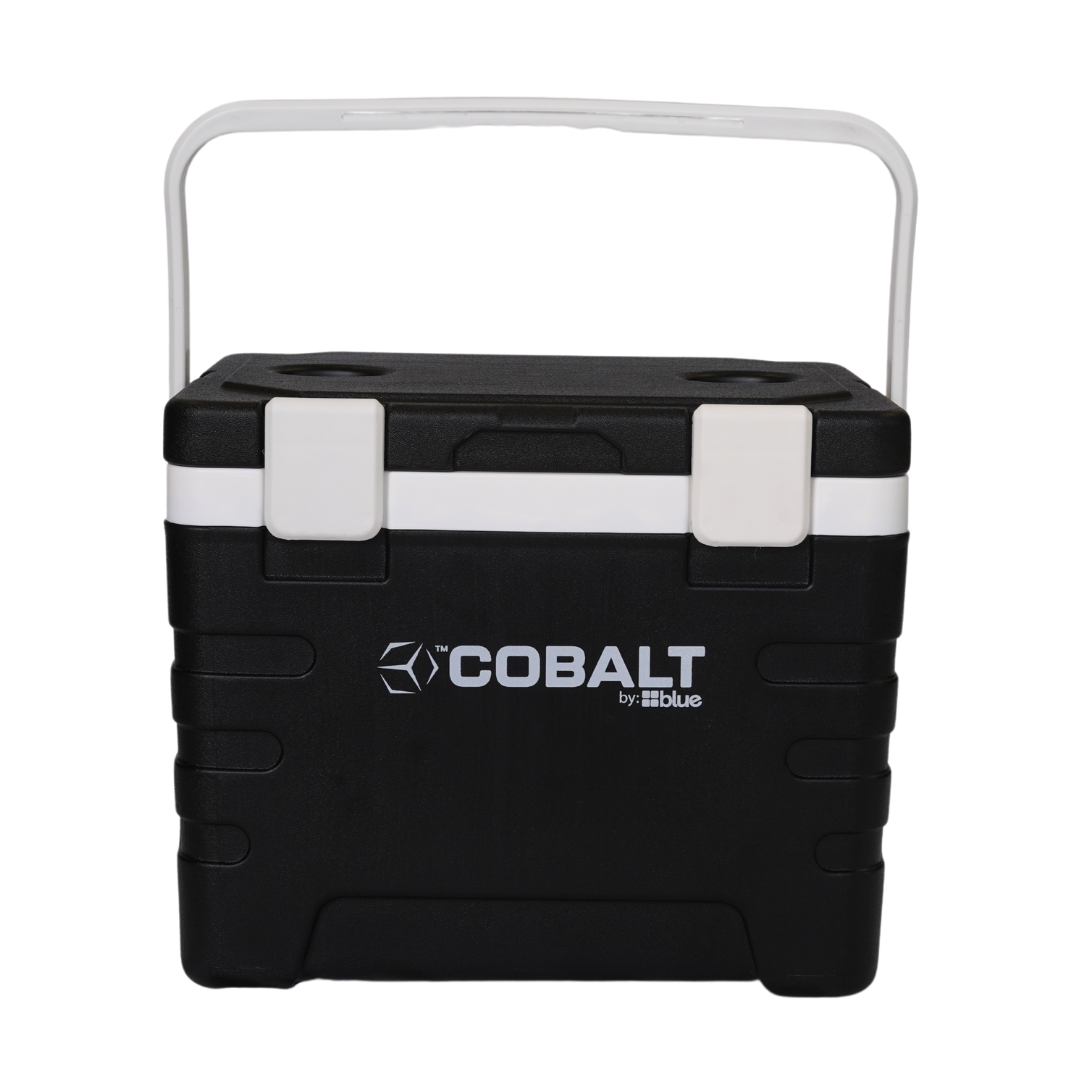 Blue Coolers - Cobalt 37 Quart Weekender Cooler- Black - Angled View, Handle Up