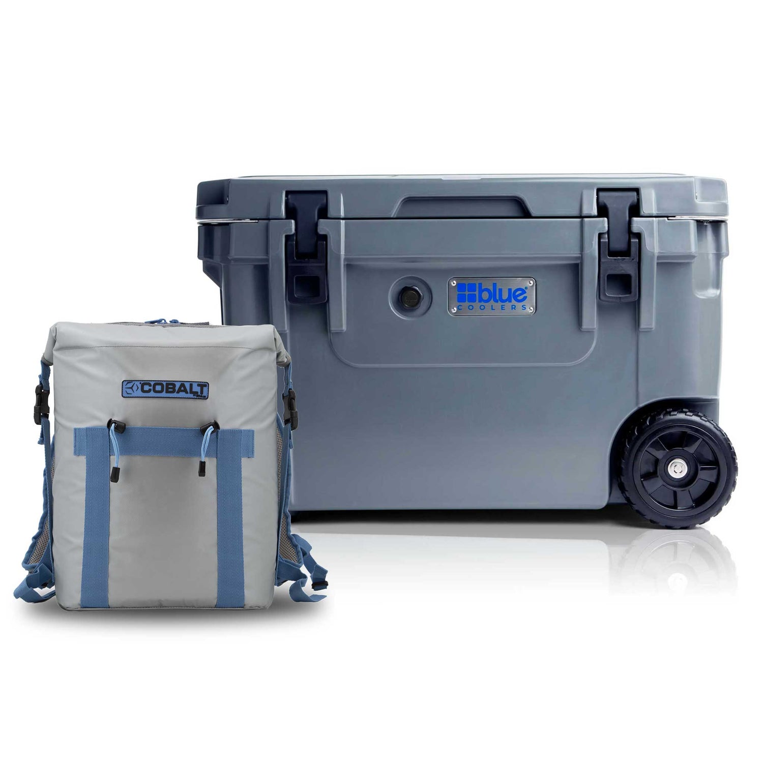 Roto Molded Cooler + Free Soft Sided Backpack Cooler - 60 Quart Hard Cooler with Wheels