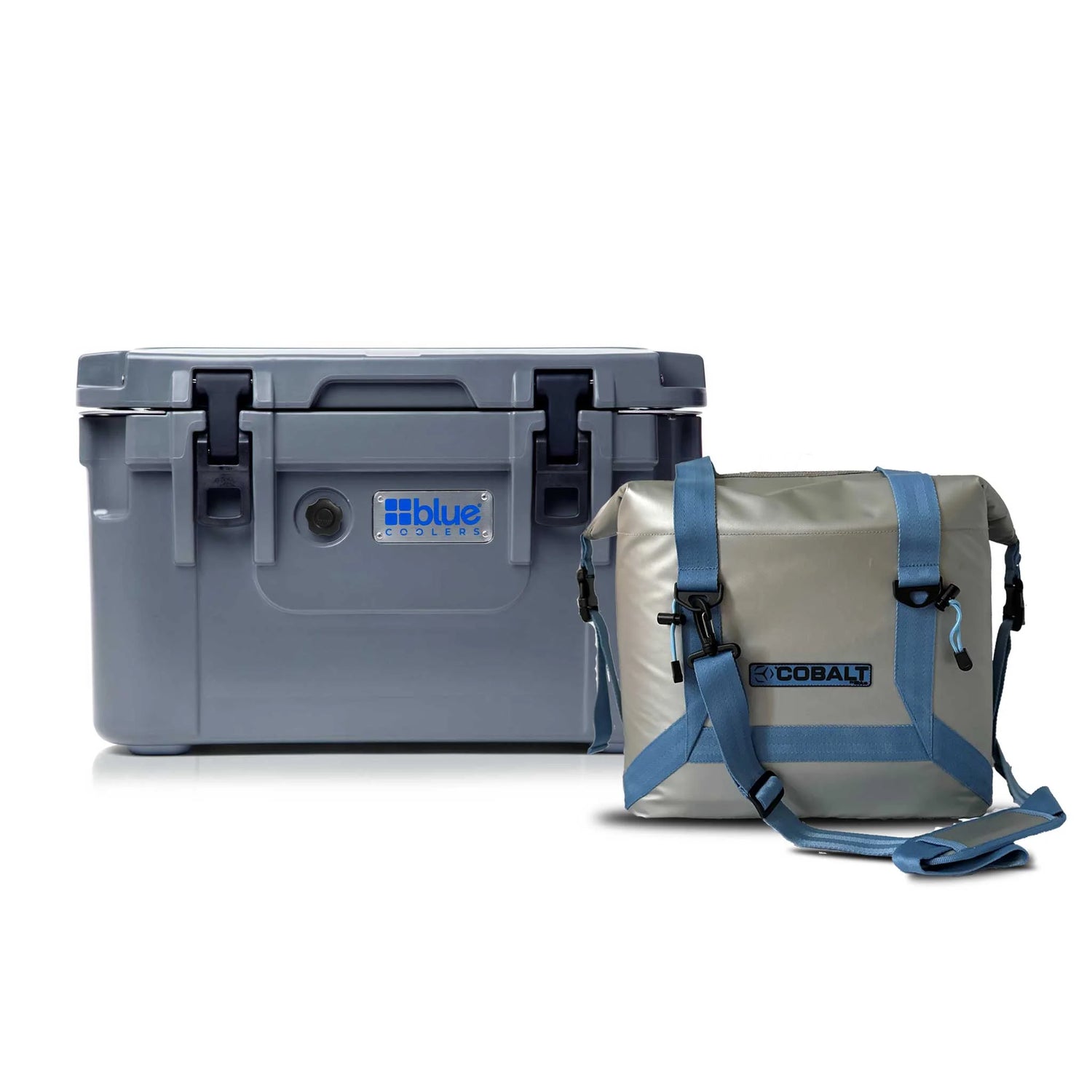 Blue Coolers - 30Q Roto Molded Cooler + Free Soft Sided Tote Cooler - Gray