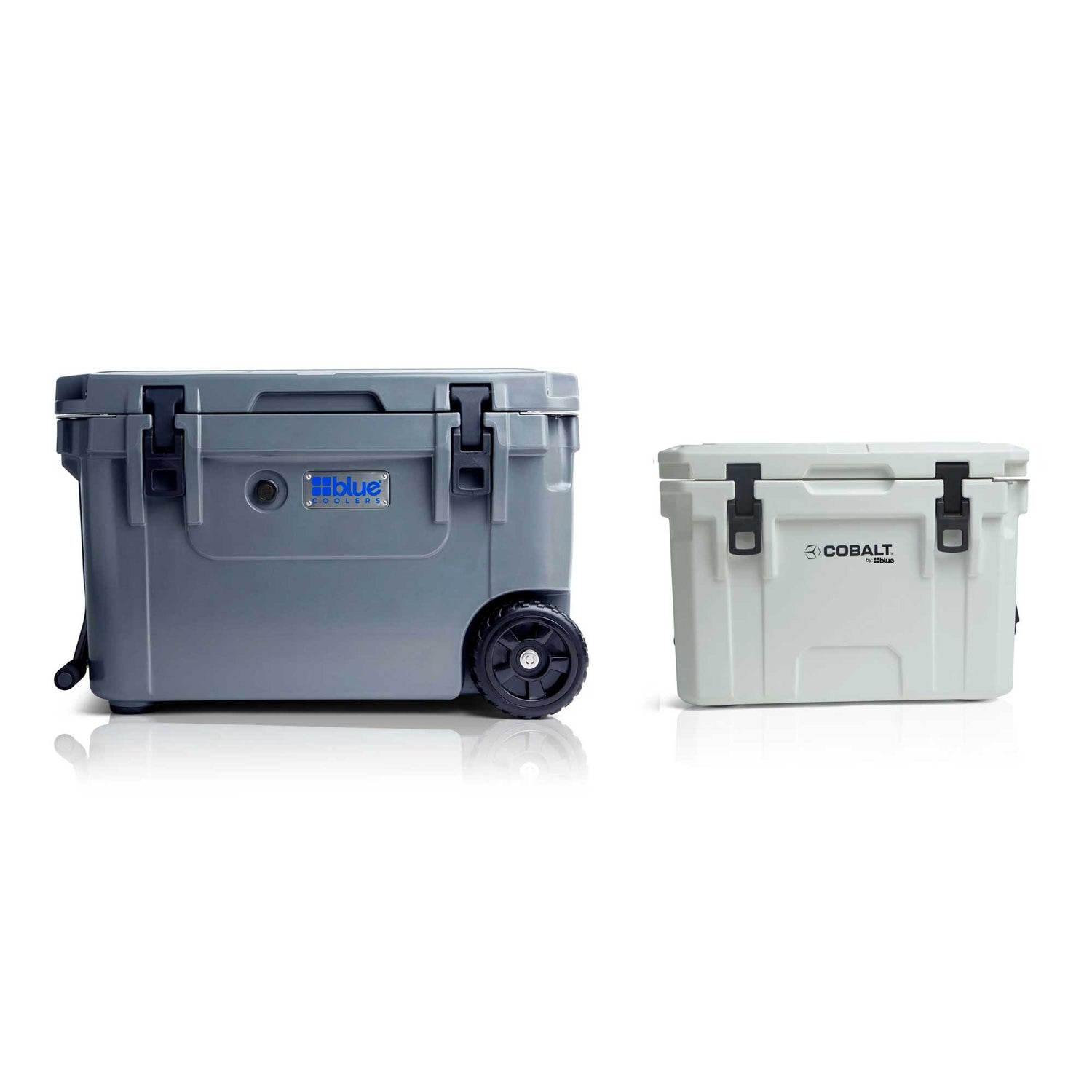Blue Coolers - Beat the Heat Bundle - 60Q Wheels + 25Q Cobalt - Charcoal Gray and White