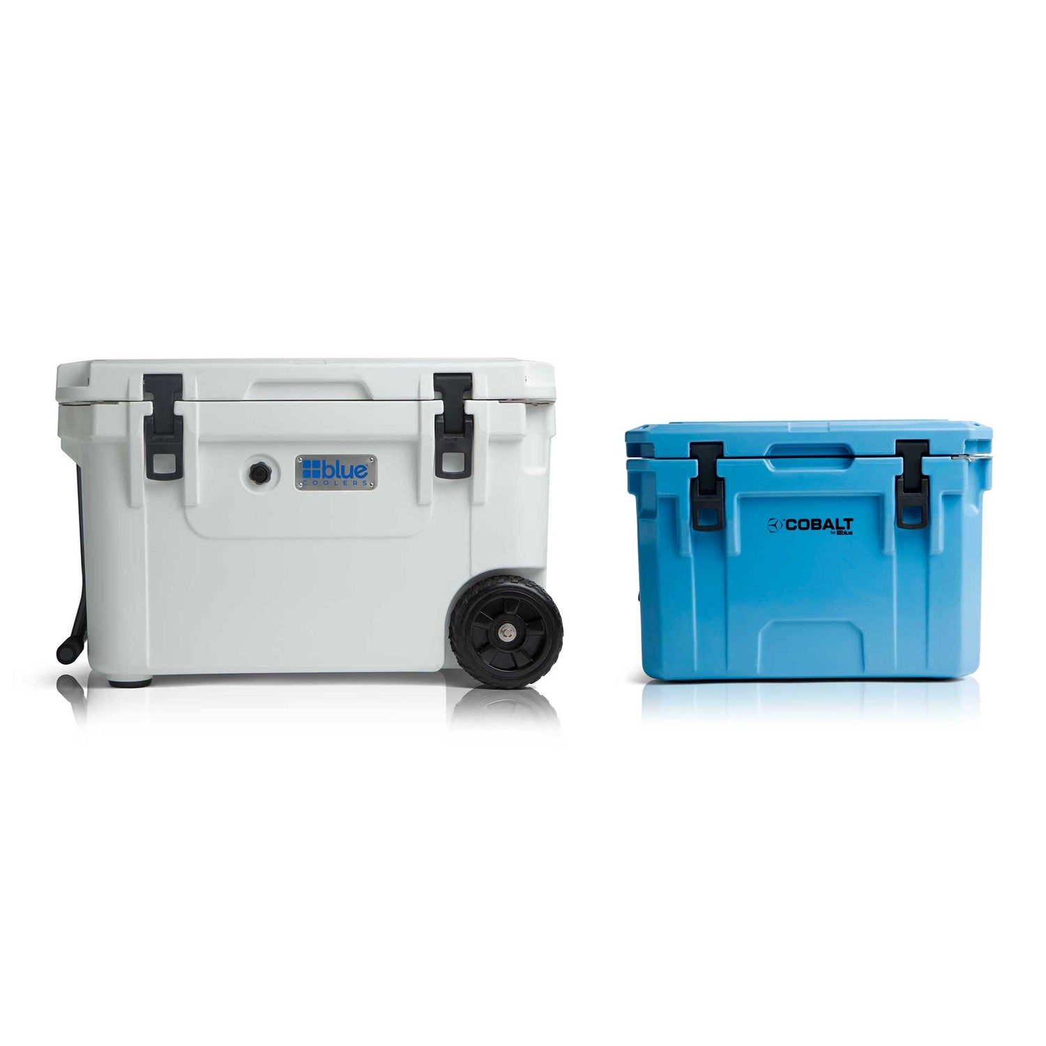 Blue Coolers - Beat the Heat Bundle - 60Q Wheels + 25Q Cobalt - Arctic White and Light Blue
