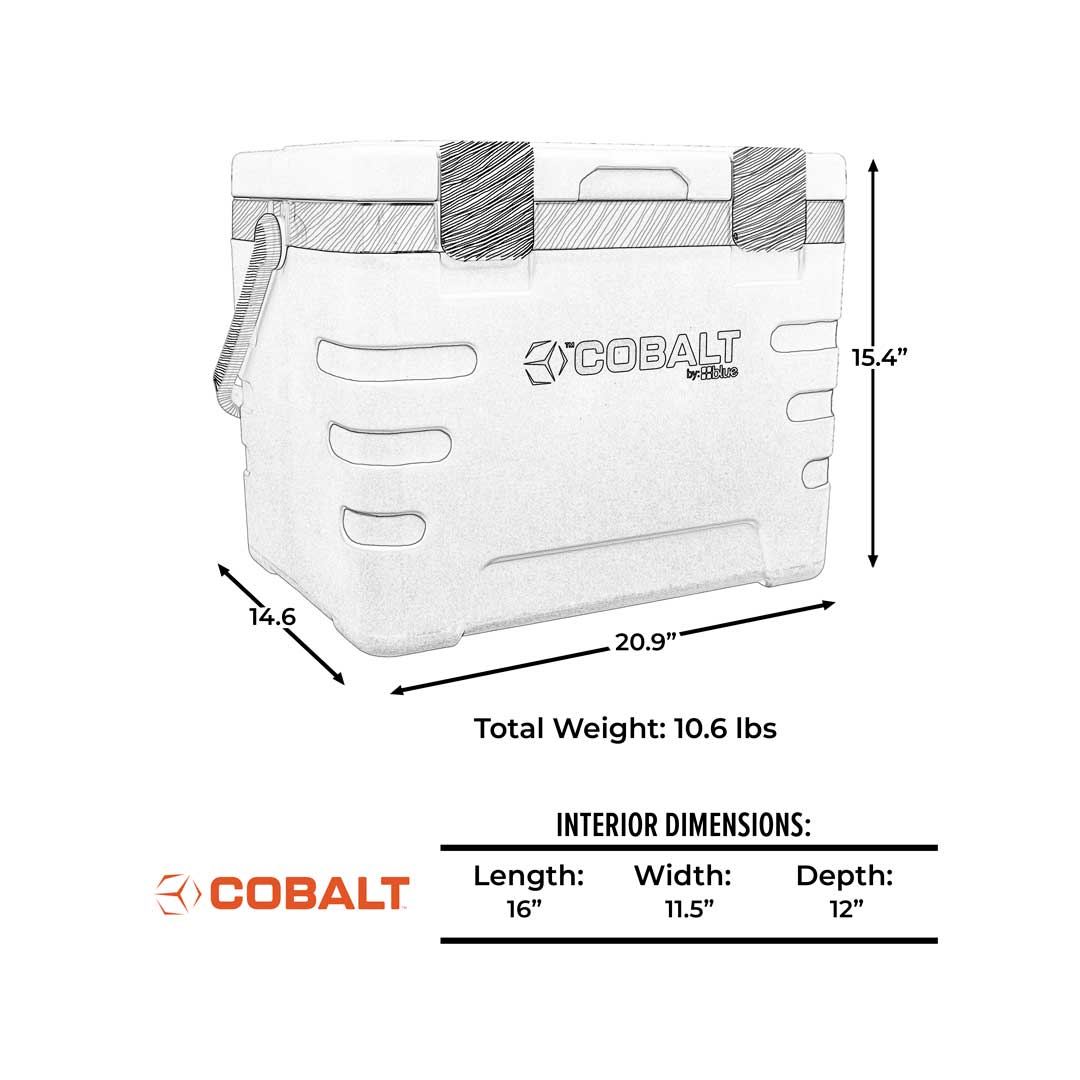 Blue Coolers - Cobalt 37 Quart Weekender Cooler- Dimension Sketch