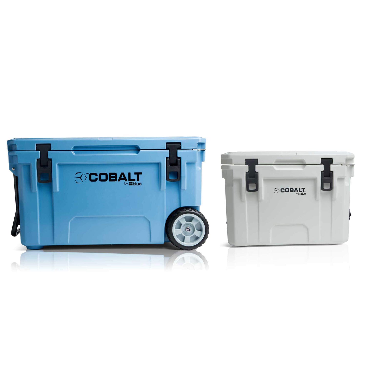 Blue Coolers - Cobalt 55W Bundle - 25Q + 55Q Wheeled Cooler Bundle - Blue and White