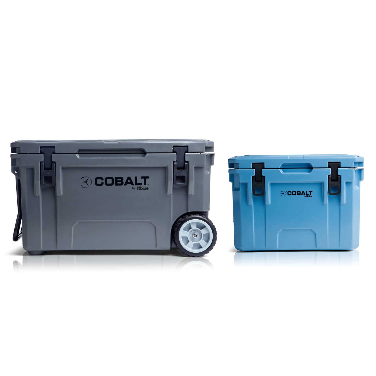 Blue Coolers - Cobalt 55W Bundle - 25Q + 55Q Wheeled Cooler Bundle - Gray and Blue