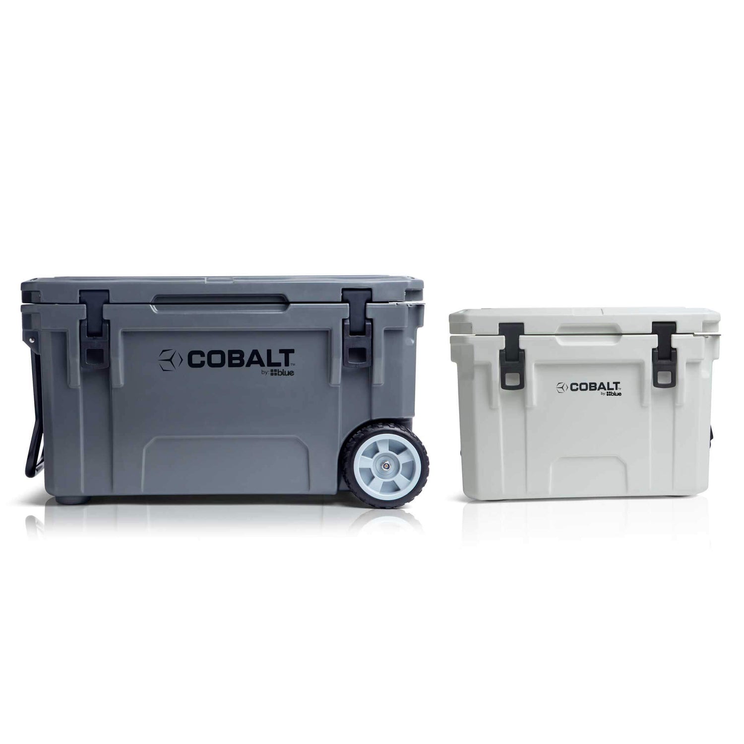 Blue Coolers - Cobalt 55W Bundle - 25Q + 55Q Wheeled Cooler Bundle - Gray and White