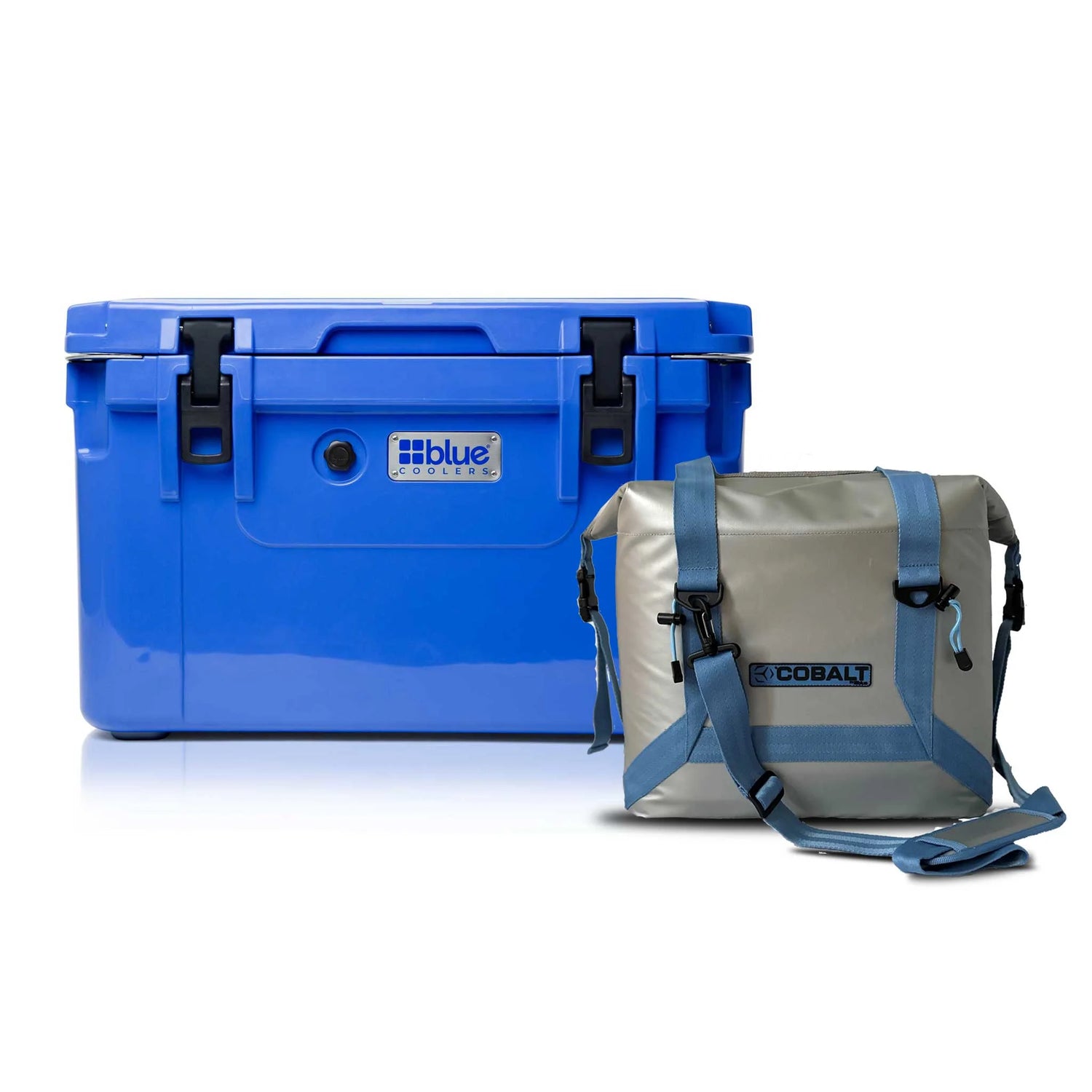 Blue Coolers - 60Q Roto Molded Cooler + Free Soft Sided Tote Cooler - Blue