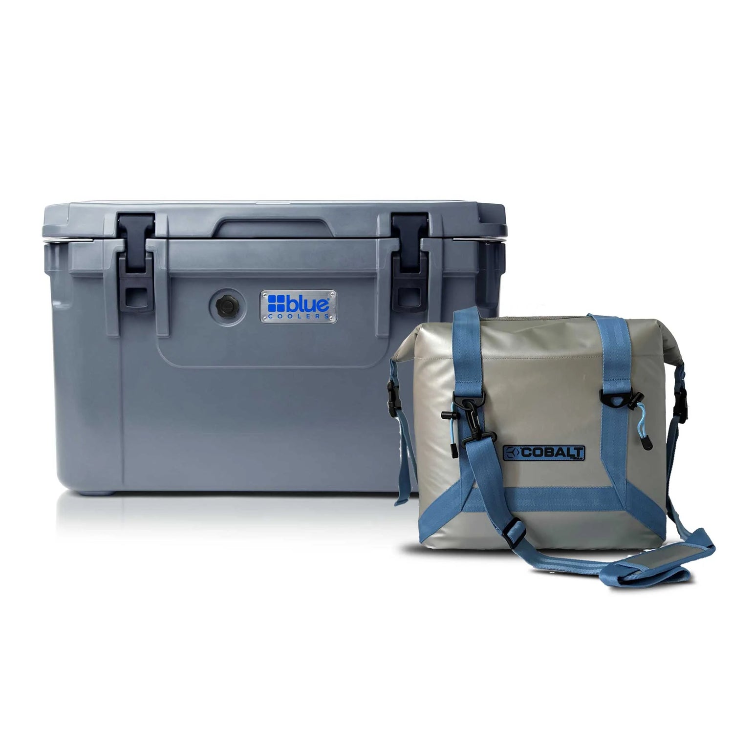 Blue Coolers - 60Q Roto Molded Cooler + Free Soft Sided Tote Cooler - Gray