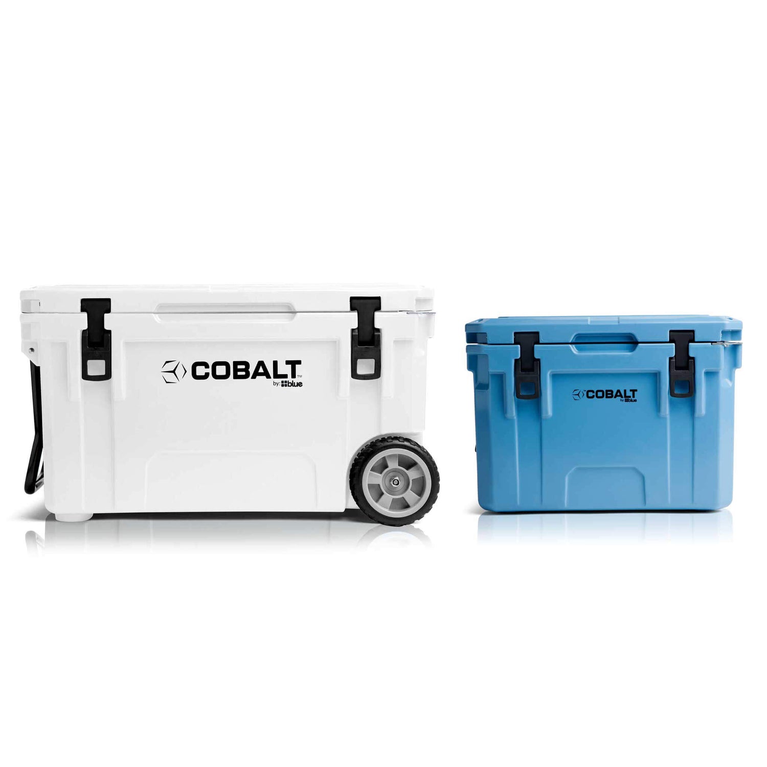 Blue Coolers - Cobalt 55W Bundle - 25Q + 55Q Wheeled Cooler Bundle - White and Blue