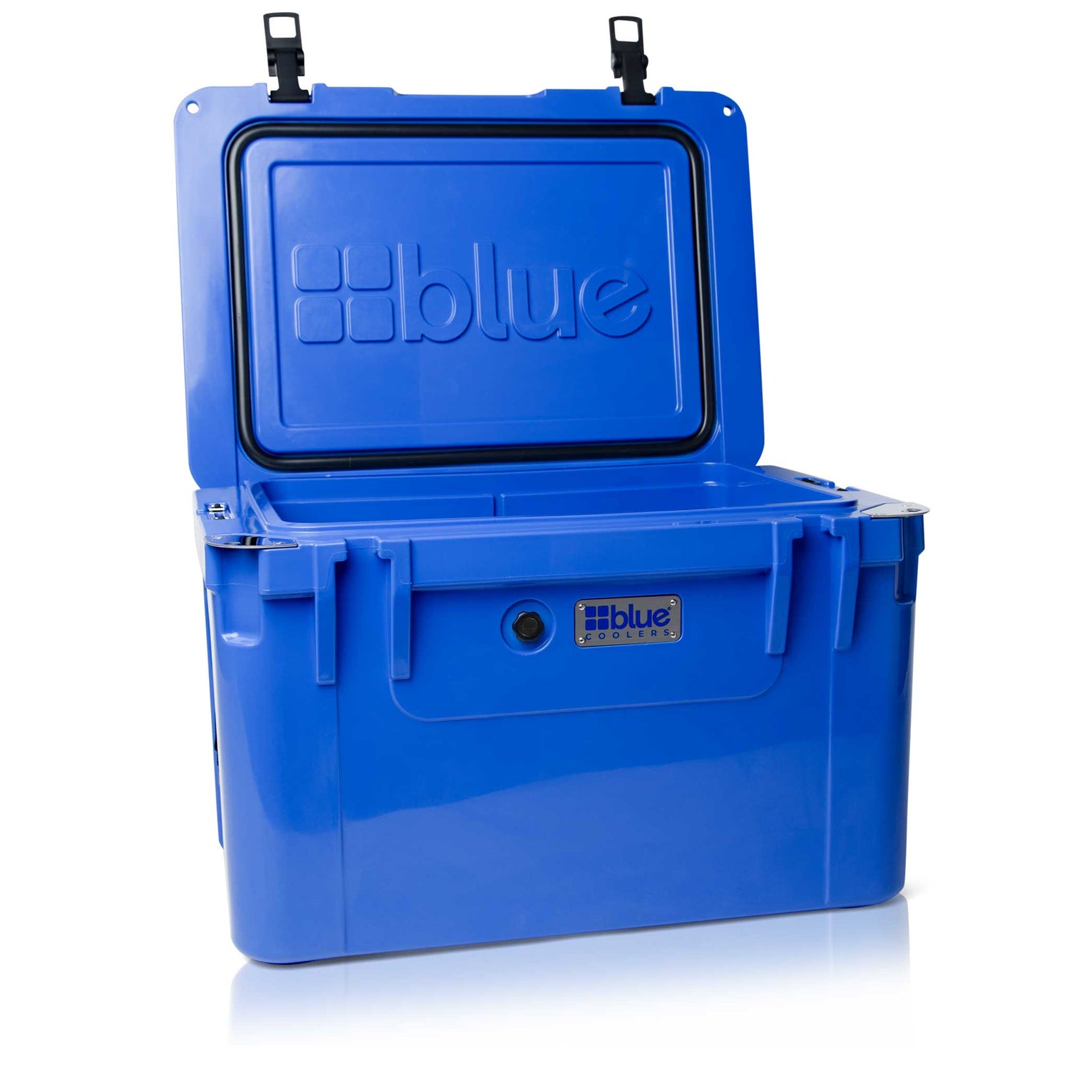 Blue Coolers - 100 Quart Ark Series Roto-Molded Cooler - Trademark Blue Color - Open Lid