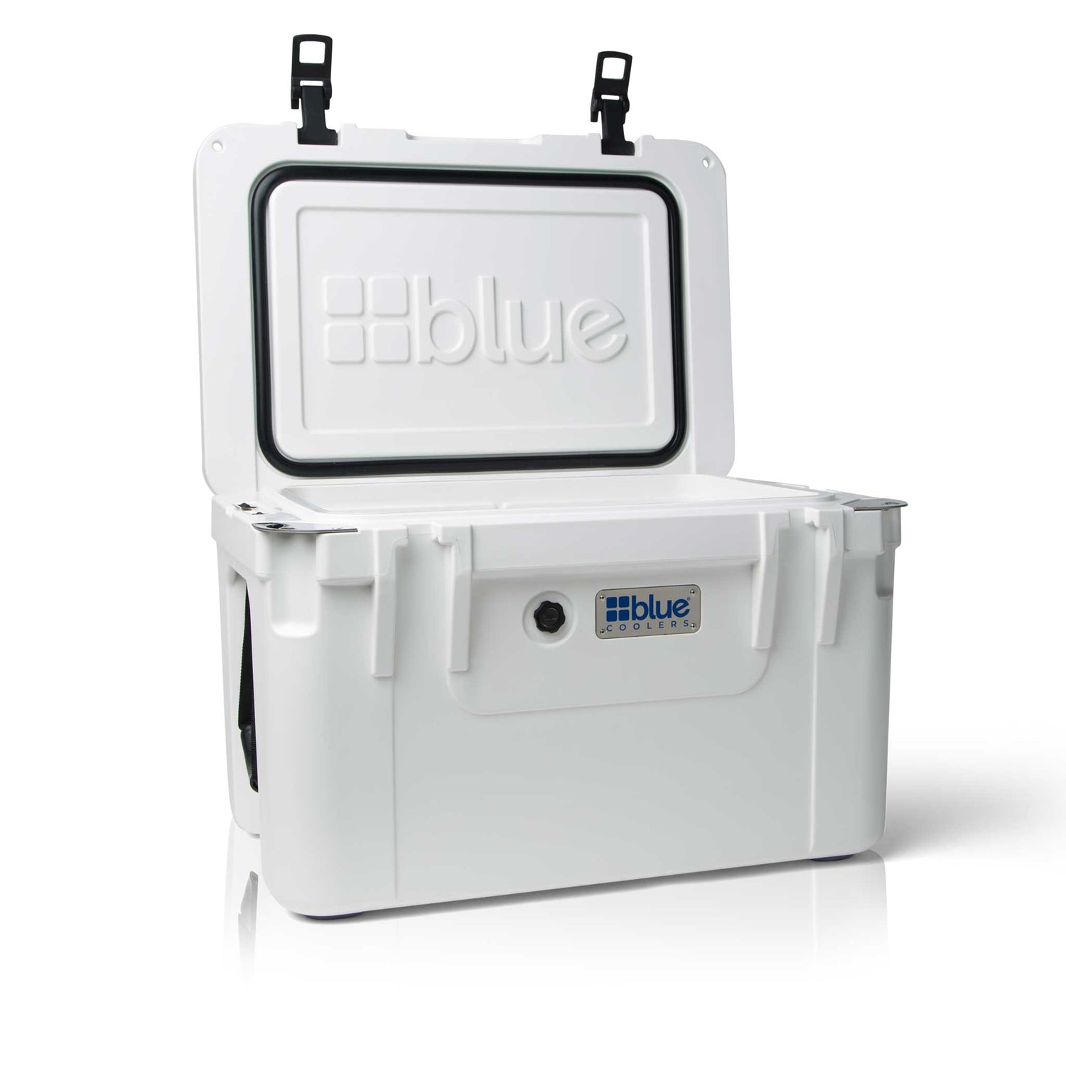 Blue Coolers - 60 Quart Ice Vault Roto-Molded Cooler - Arctic White - Open Lid