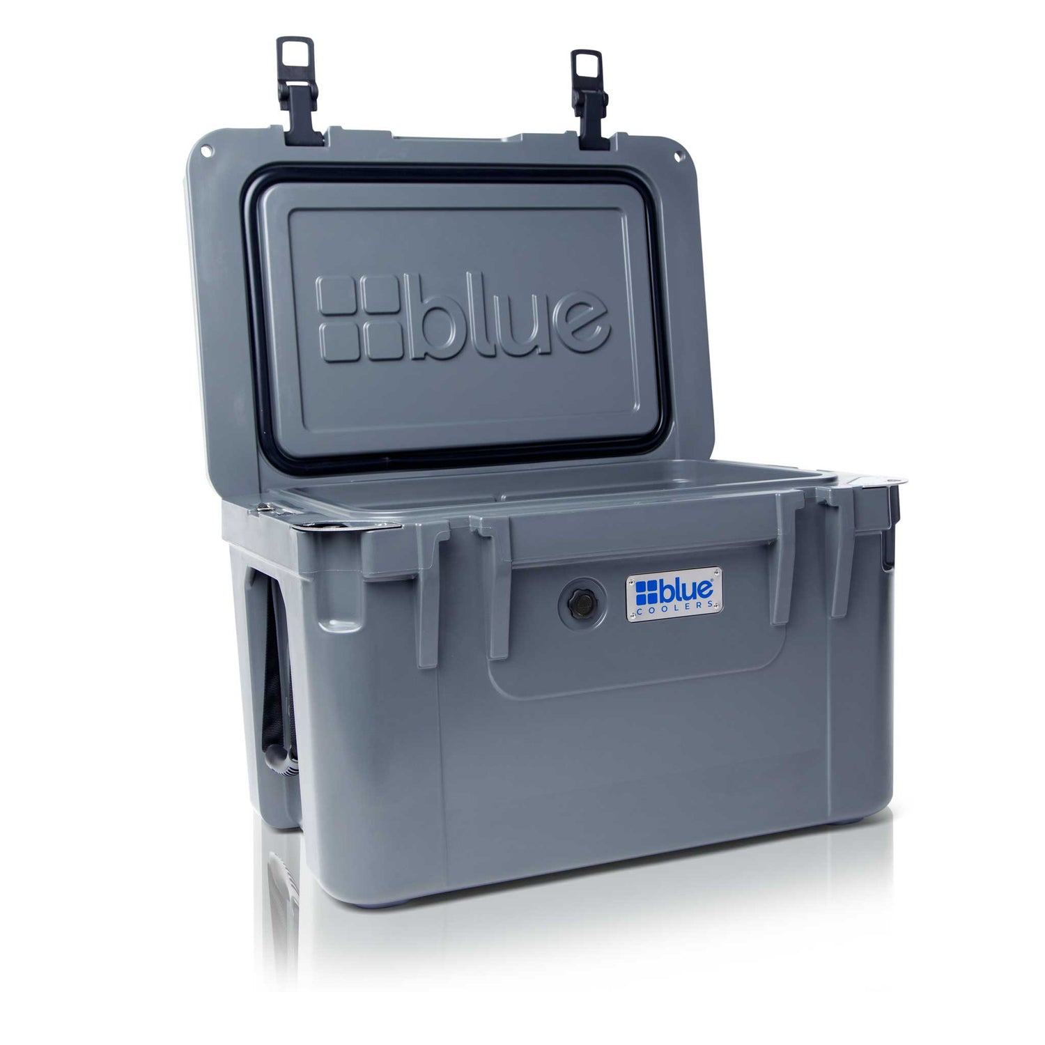 Blue Coolers - 60 Quart Ice Vault Roto-Molded Cooler - Charcoal Gray - Open Lid