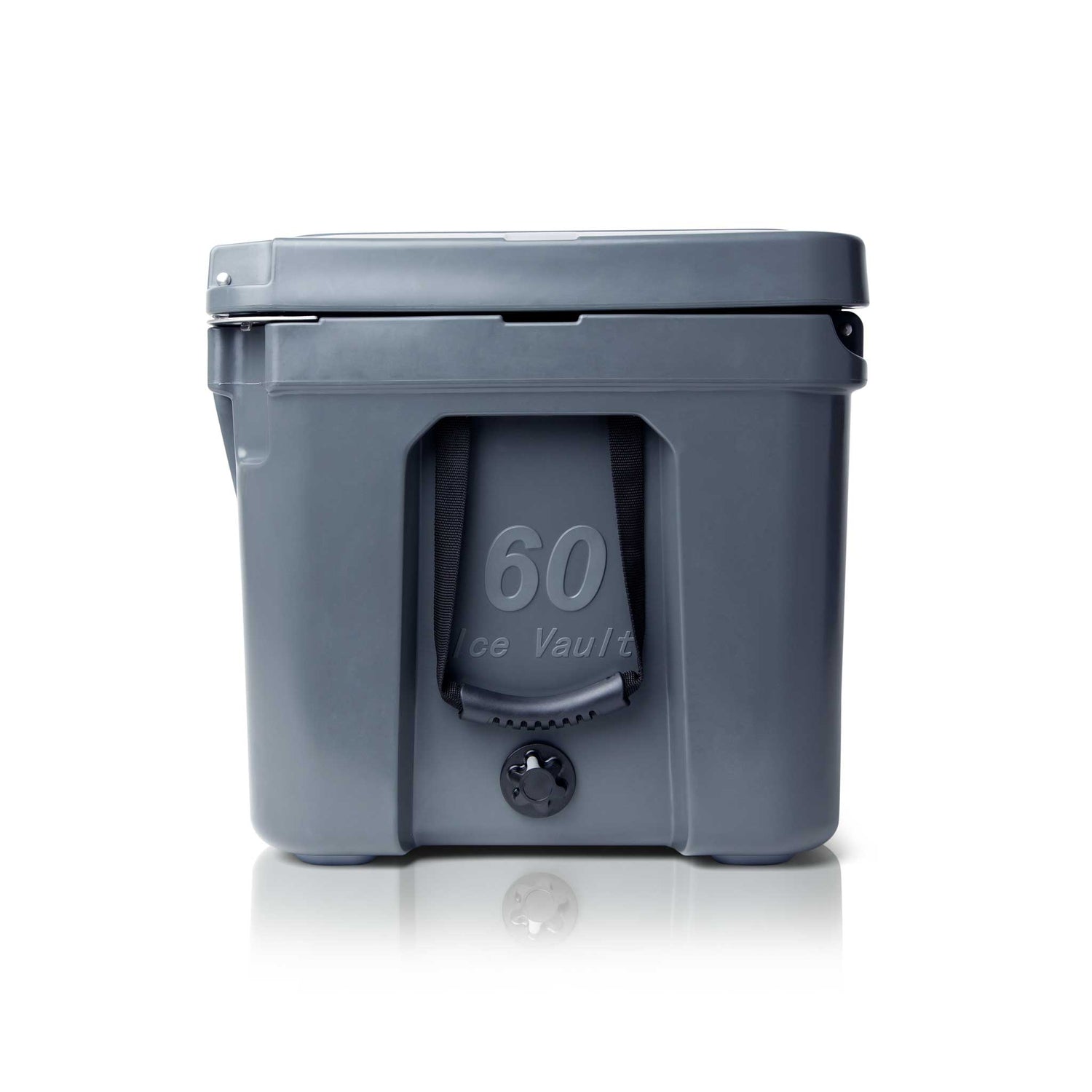 Blue Coolers - 60 Quart Ice Vault Roto-Molded Cooler - Charcoal Gray - Side View