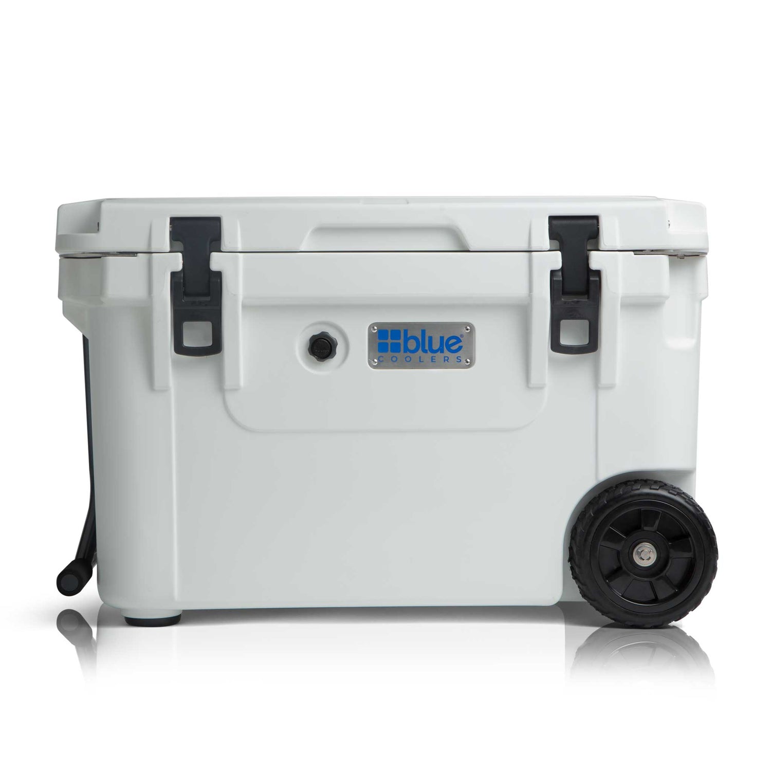 Blue Coolers - 60 Quart Ice Vault Roto-Molded Cooler with Wheels - Arctic White - Front View