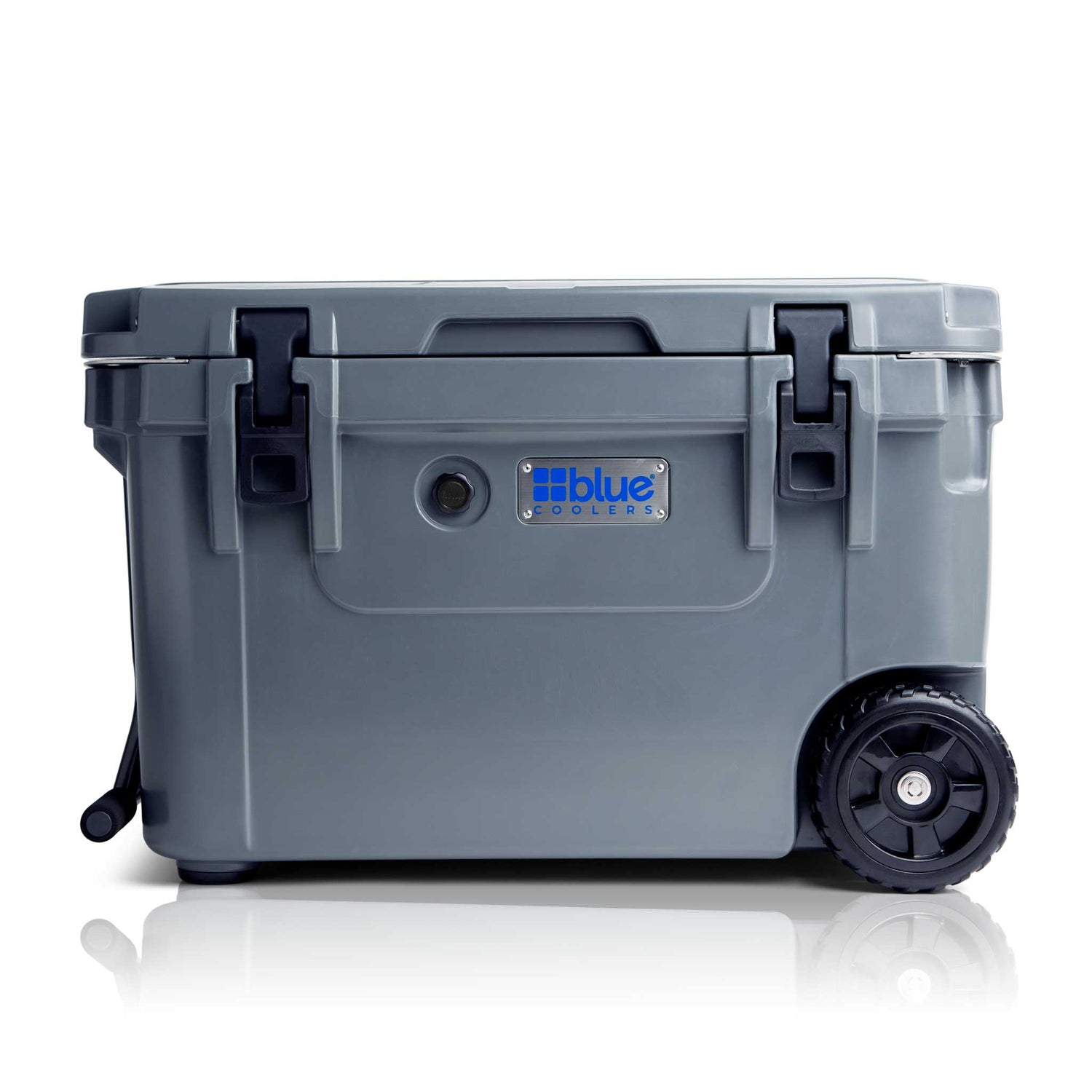 Blue Coolers - 60 Quart Ice Vault Roto-Molded Cooler with Wheels - Charcoal Gray - Front View