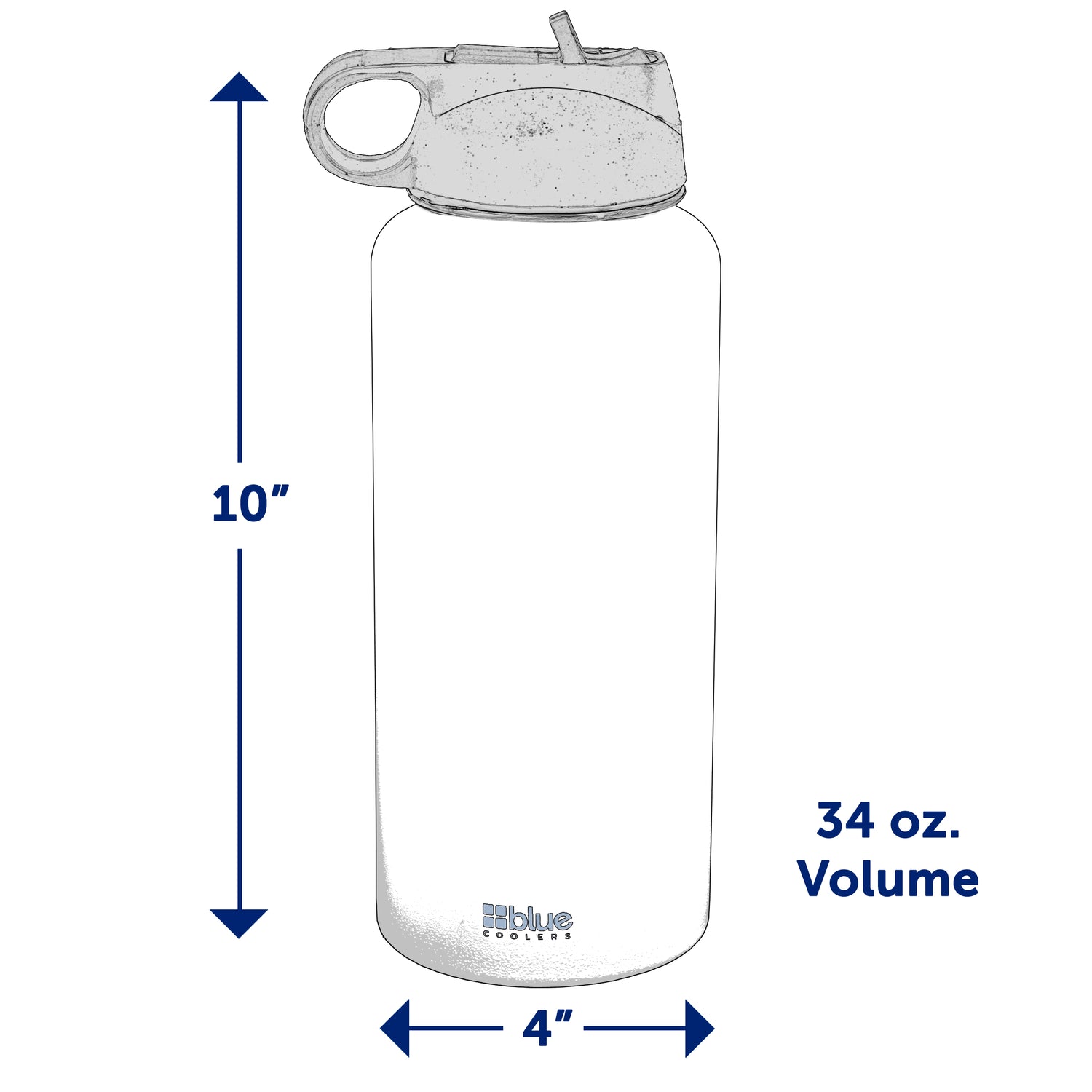 Blue Coolers - Drinkware - 32 oz. Steel Double-wall Vacuum Insulated Flask (Flip Top Lid) - Dimensions