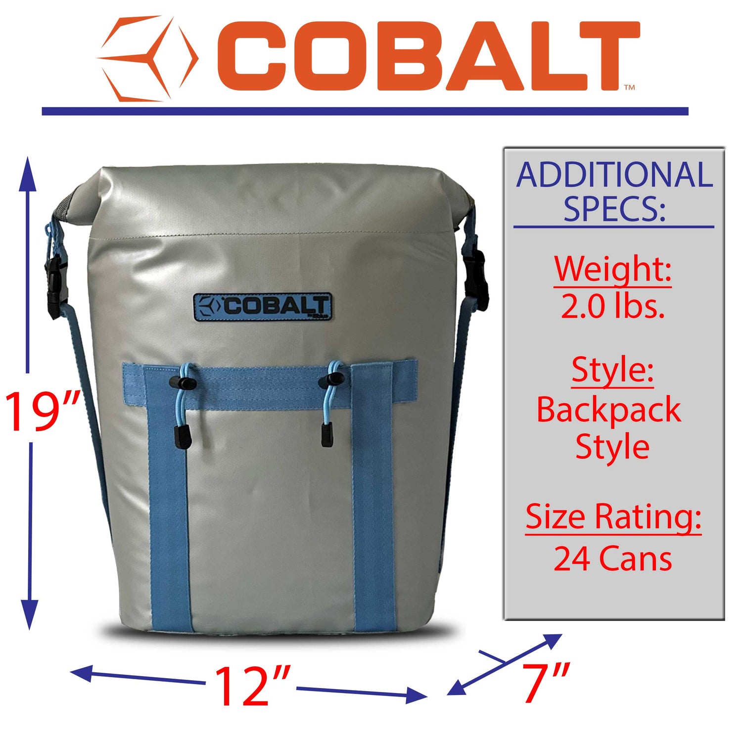 Blue Coolers - Cobalt Soft Sided Cooler Backpack - Dimensions/Specs