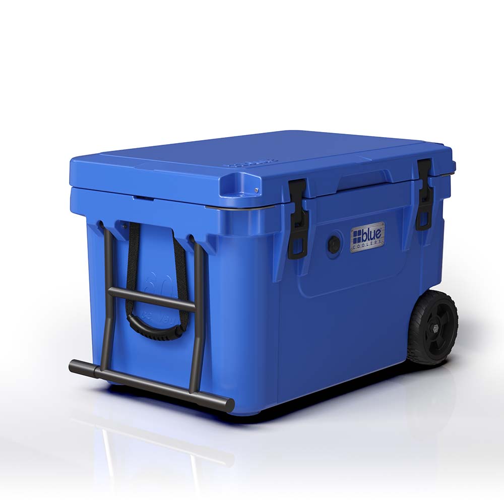 60 Quart Ice Vault Roto-Molded Cooler with Wheels - Promo – Blue