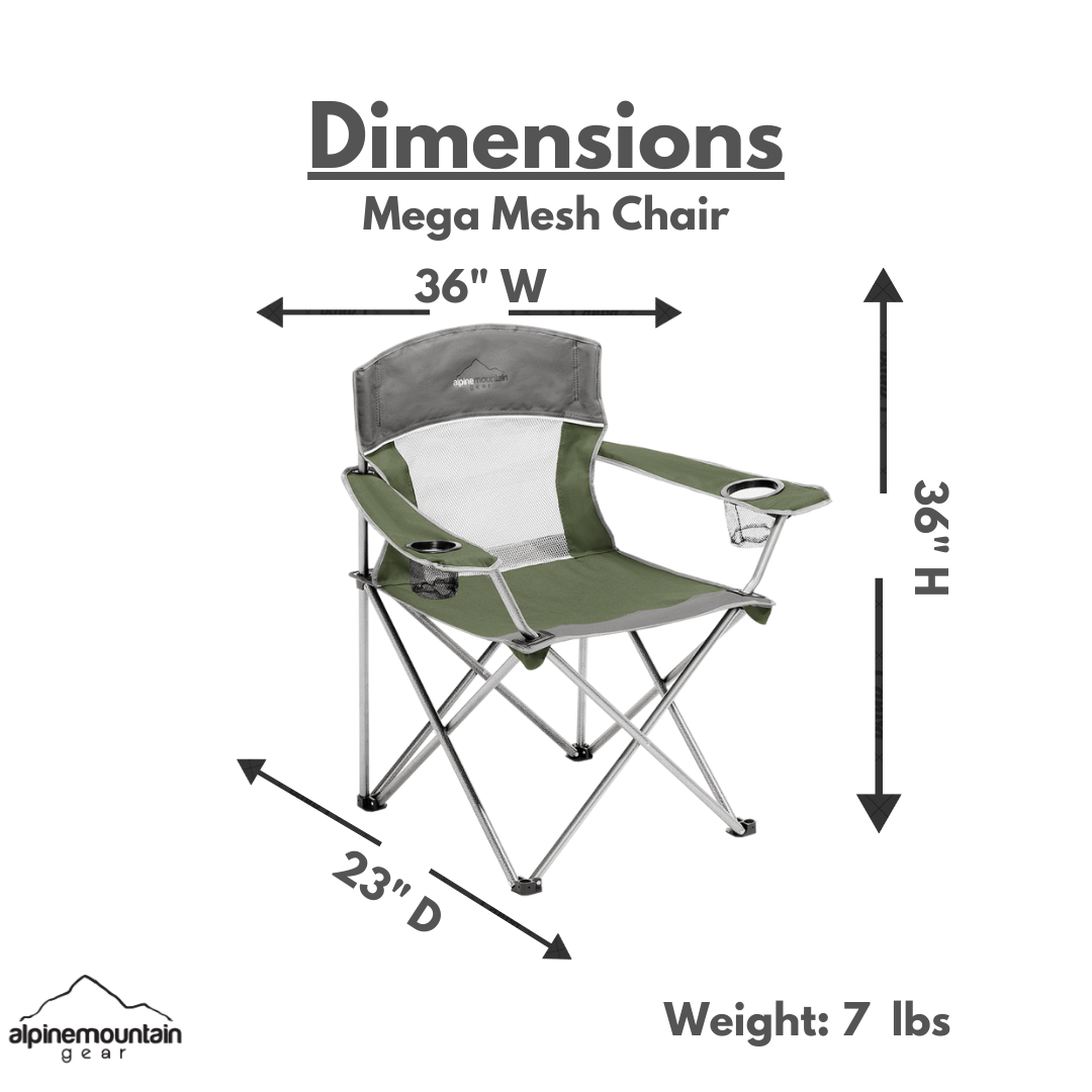 Blue Coolers - Mega Mesh Chair - Dimensions