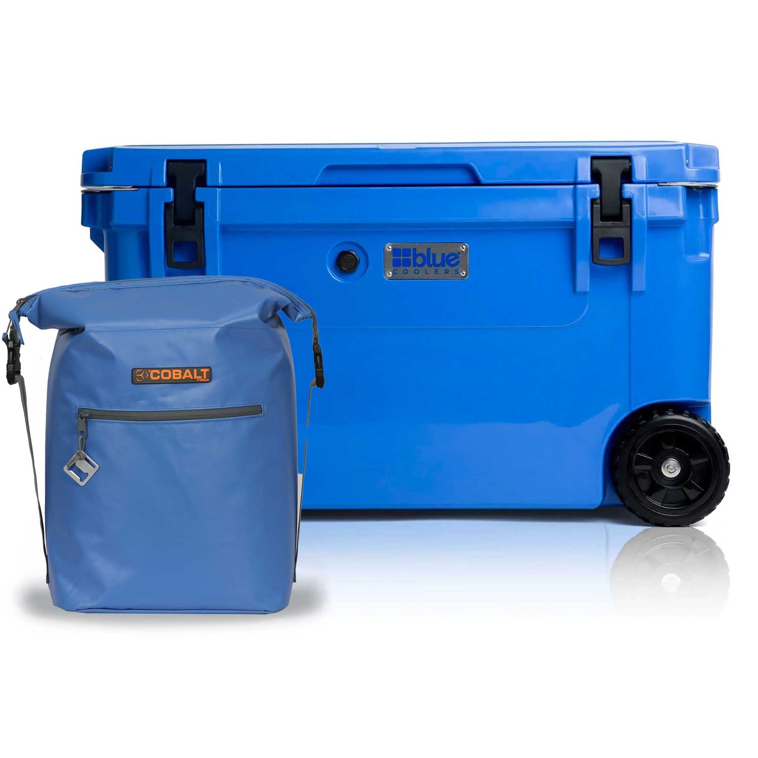 110 Quart Roto Molded Cooler with Wheels + Free Soft Sided Backpack Cooler - Promo
