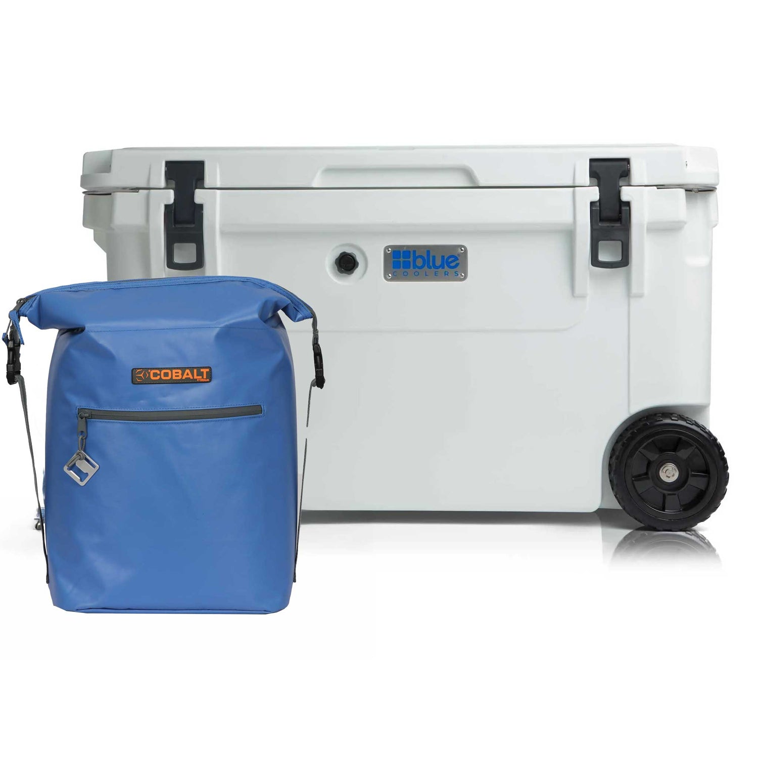 110 Quart Roto Molded Cooler with Wheels + Free Soft Sided Backpack Cooler - Promo