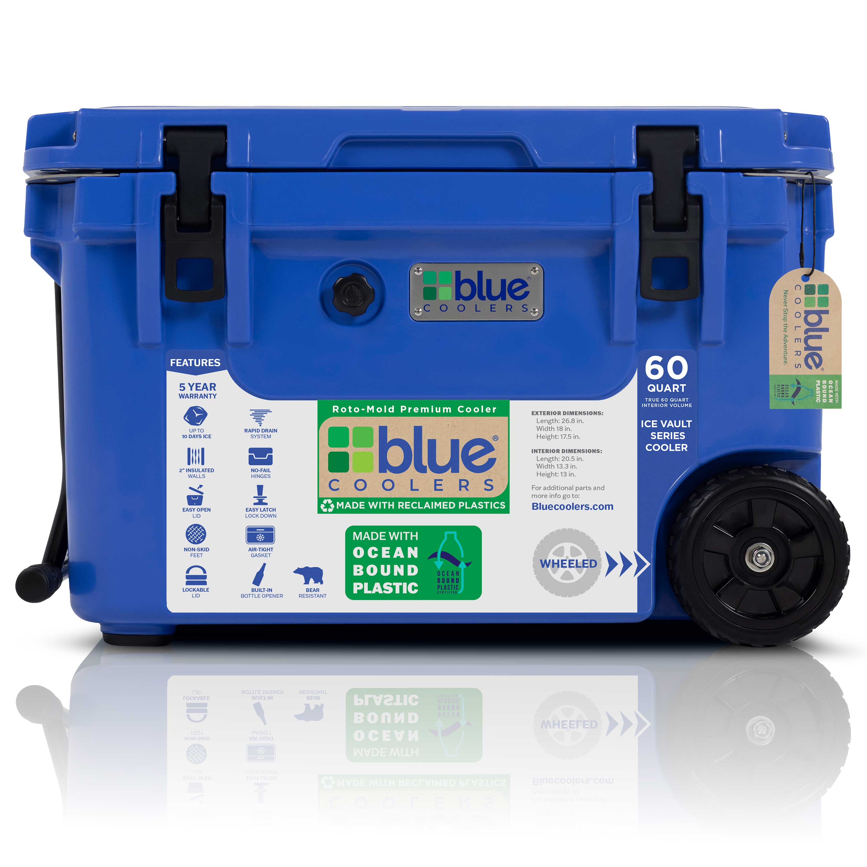 Ocean Bound Reclaimed Plastics 60 Quart Roto-Molded Cooler with