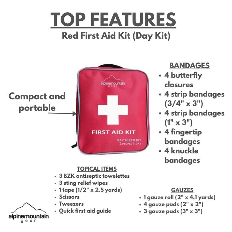 First Aid Kit - Compact Emergency Medical Kit with Bandages, Gauze, an ...