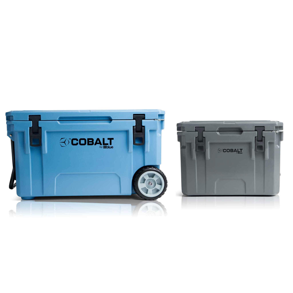 Blue Coolers - Cobalt 55W Bundle - 25Q + 55Q Wheeled Cooler Bundle - Blue and Gray