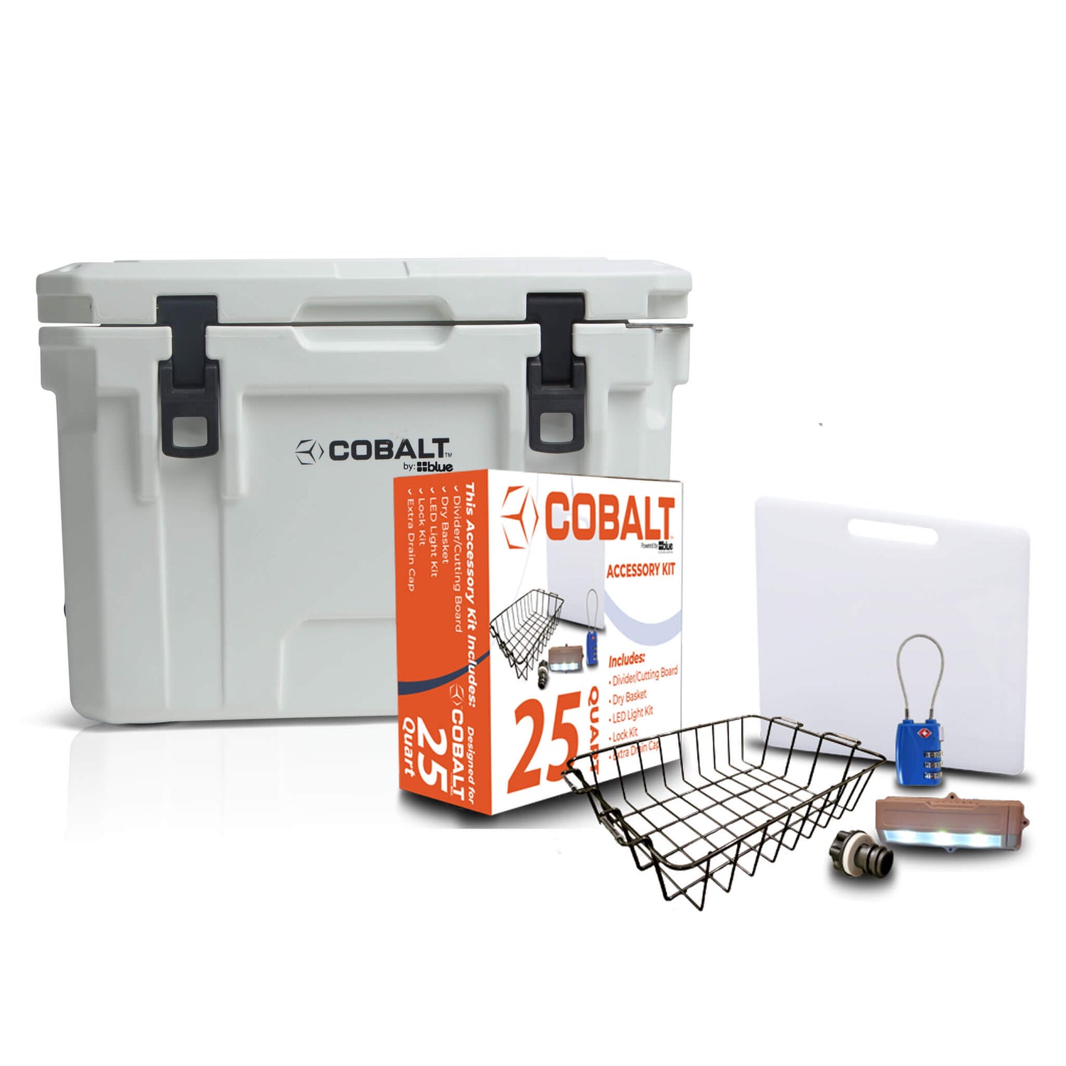 Cobalt 25 Quart Roto-Molded Super Cooler Starter Bundle