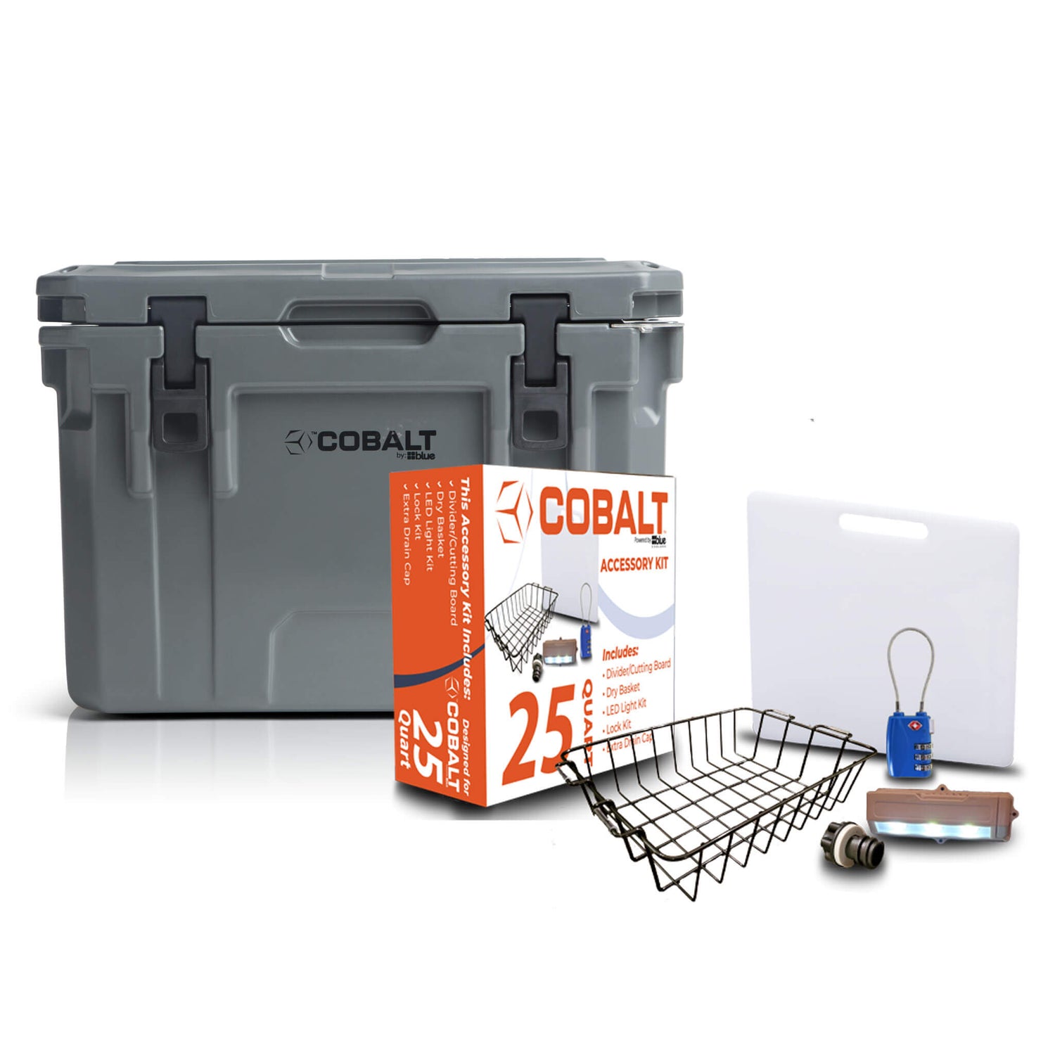 Cobalt 25 Quart Roto-Molded Super Cooler Starter Bundle