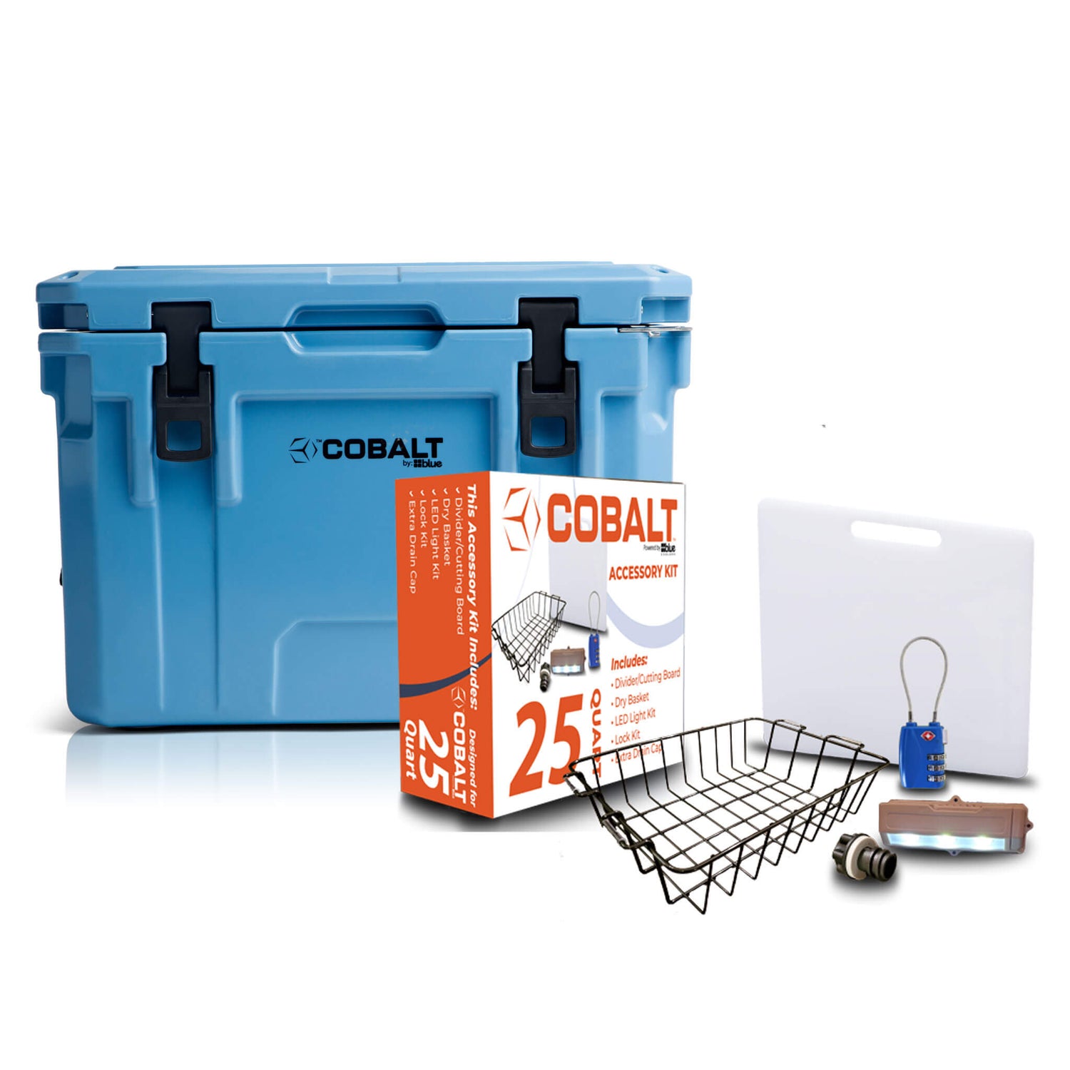 Cobalt 25 Quart Roto-Molded Super Cooler Starter Bundle