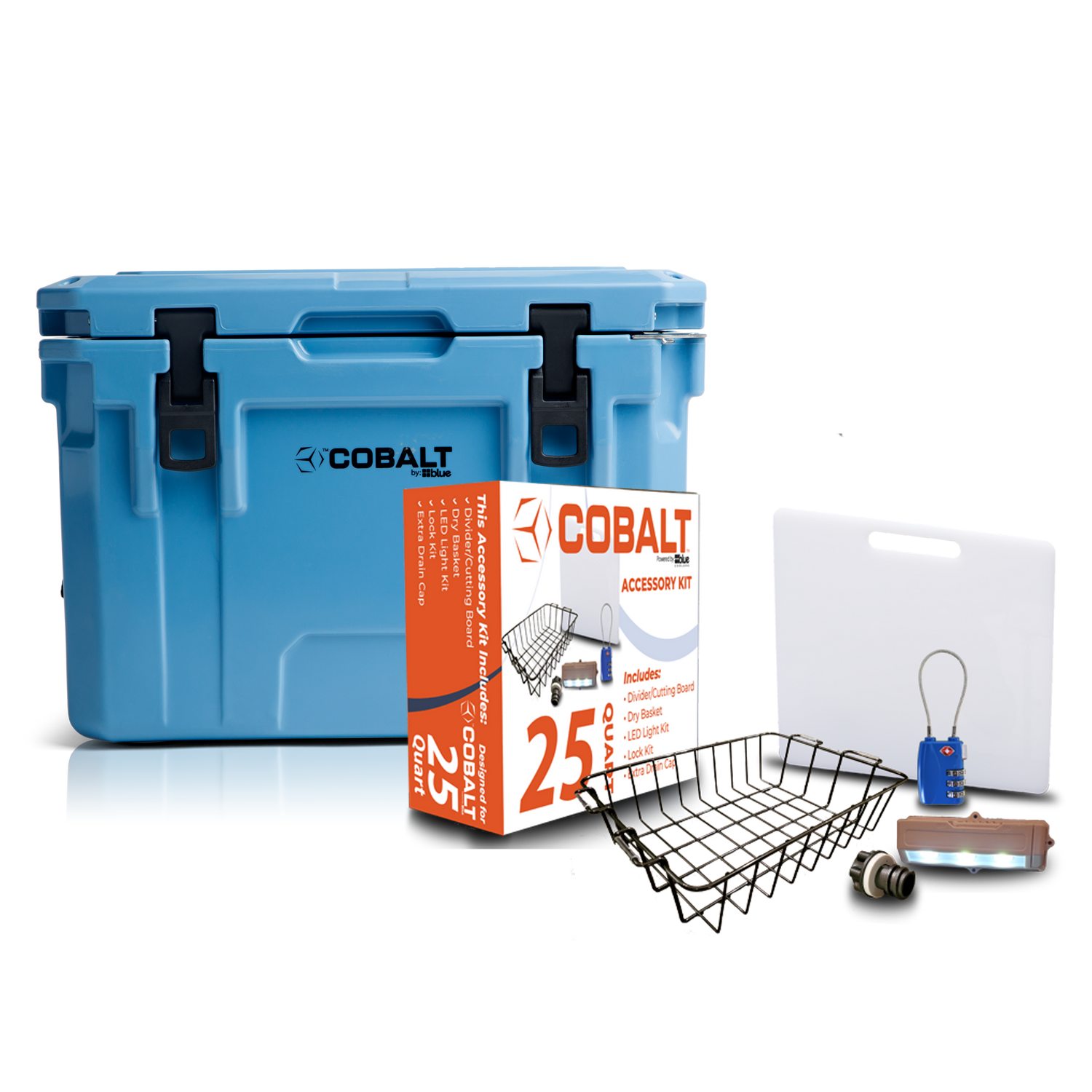 Cobalt 25 Quart Roto-Molded Super Cooler Starter Bundle