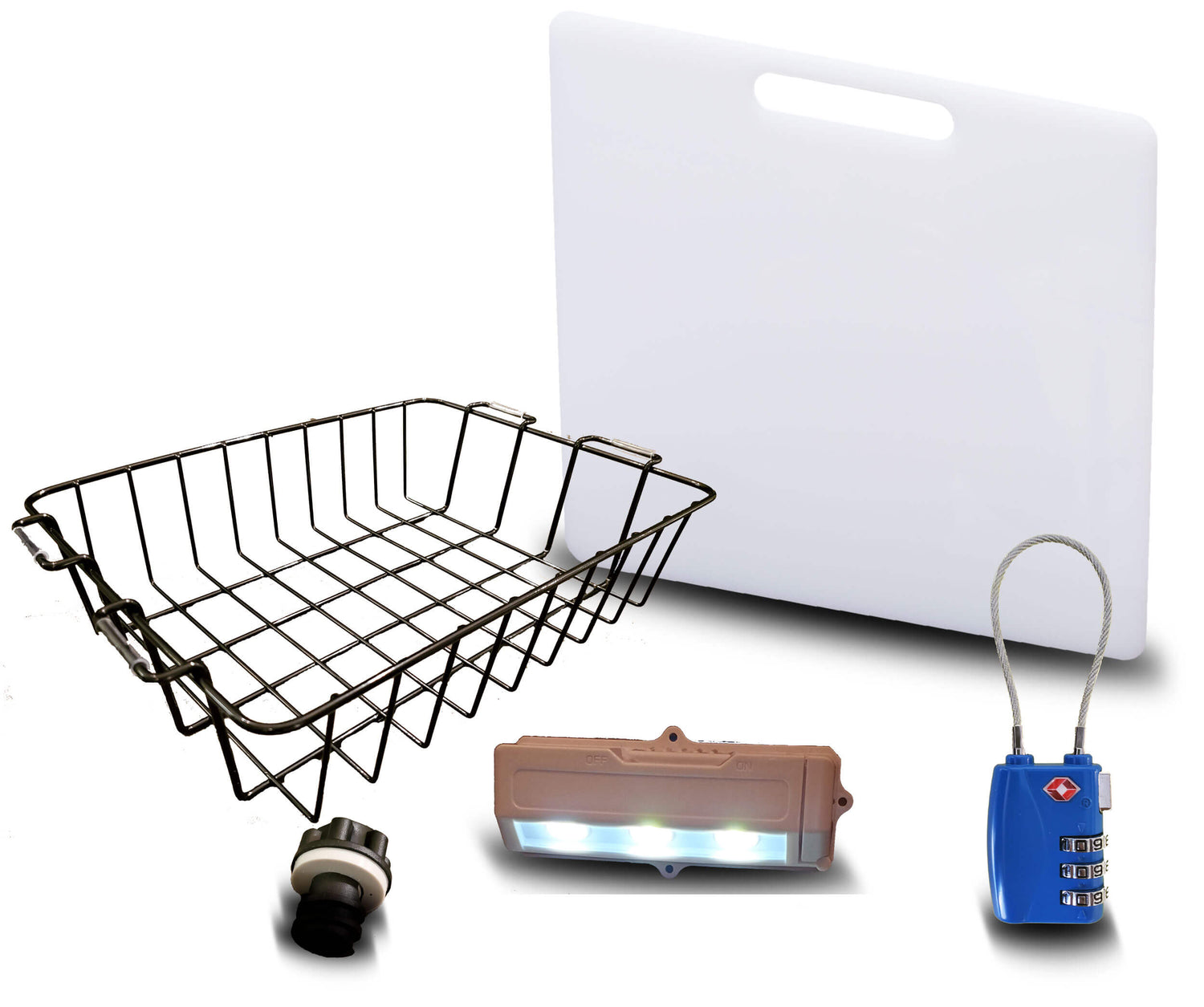 Accessory Kit - Divider/Cutting Board, Basket, Lock, Light, & Plug for 100/110 Quart Coolers