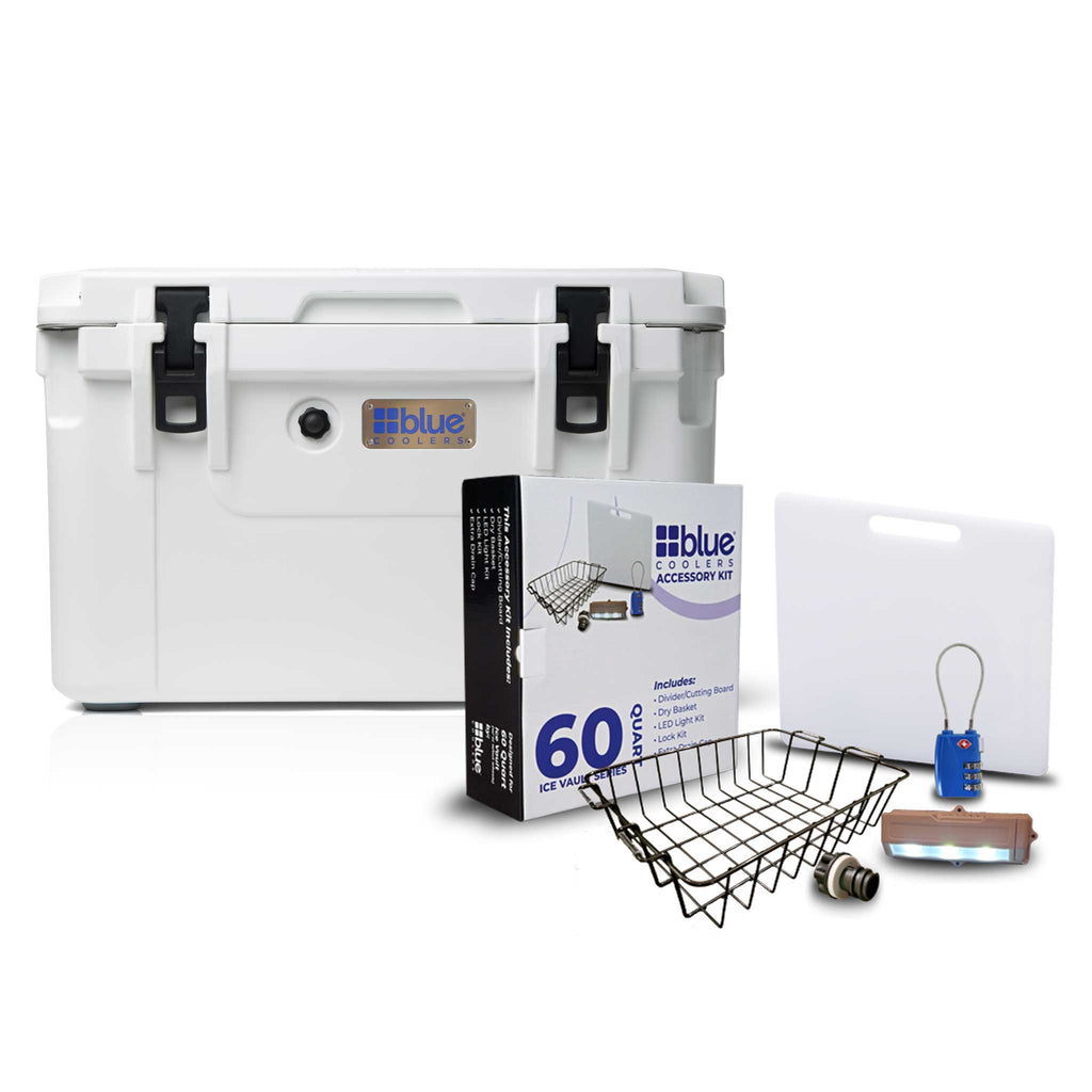 Blue Coolers - 60 Quart Ice Vault Starter Bundle - Accessories - Arctic White