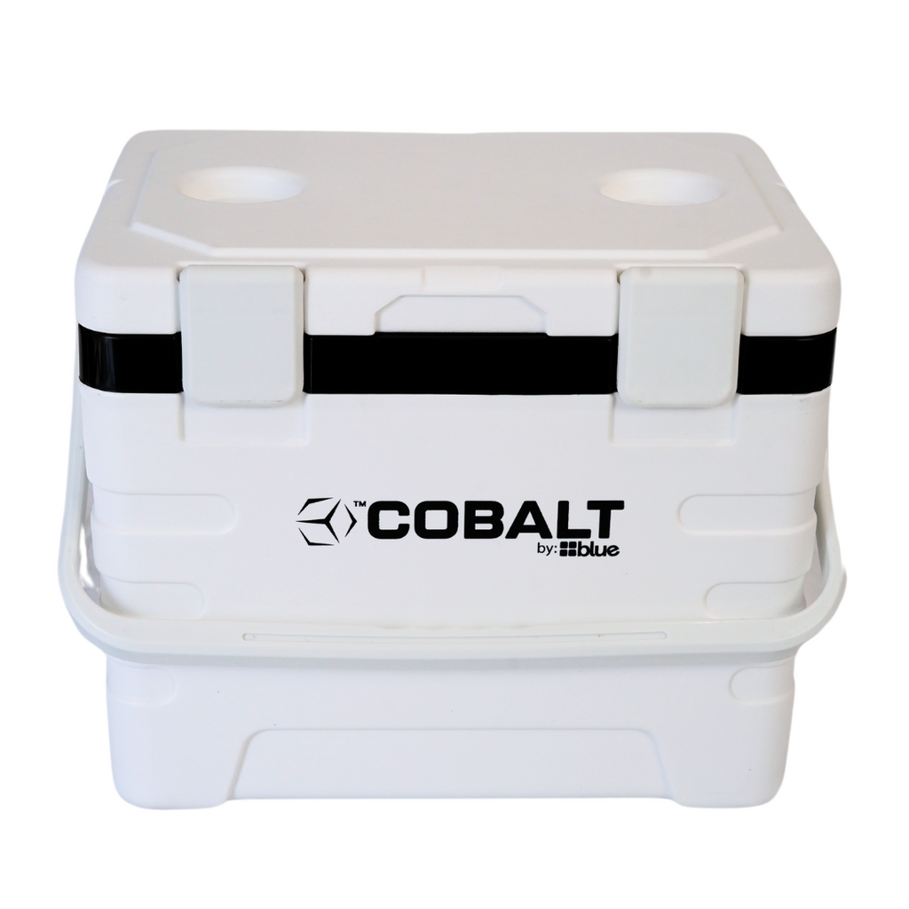 Blue Coolers - Cobalt 37 Quart Weekender Cooler- White - Front View, Handle in Front