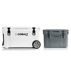 Blue Coolers - Cobalt 55W Bundle - 25Q + 55Q Wheeled Cooler Bundle - White and Gray