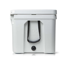 Blue Coolers - 100 Quart Ark Series Roto-Molded Cooler - Arctic White Color - Side View With Handles