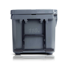 Blue Coolers - 110 Quart Ark series Roto-Molded Wheeled Cooler - Charcoal Gray Color - Side View