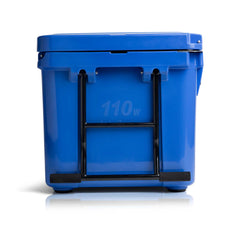 Blue Coolers - 110 Quart Ark series Roto-Molded Wheeled Cooler - Trademark Blue Color - Side View