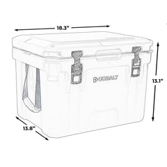 Blue Coolers - Cobalt 25 Quart Roto-Molded Super Cooler - BWP - Sketch of Dimensions