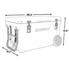 Blue Coolers - Cobalt 55 Quart with Wheels Roto-Molded Super Cooler - Dimension Sketch