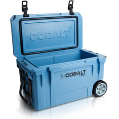 Blue Coolers - Cobalt 55 Quart with Wheels Roto-Molded Super Cooler - Blue Open Lid