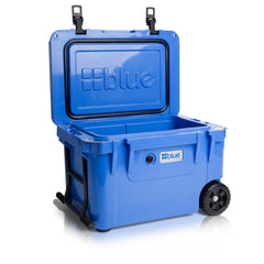 Blue Coolers - 60 Quart Ice Vault Roto-Molded Cooler with Wheels - Trademark Blue - Open Lid