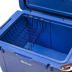 Blue Coolers - Dry Basket Accessory for 30 Quart Coolers - Example Fit Close-up in Trademark Blue Cooler