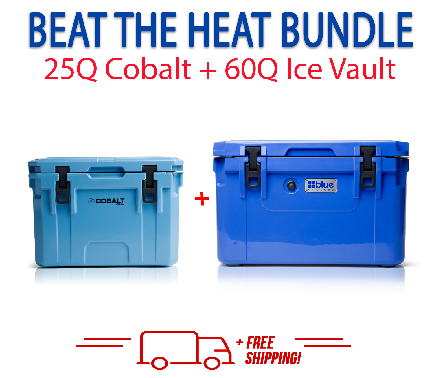 Blue Coolers 3.0 - Beat the Heat Bundle - 60Q Ice Vault + 25Q Cobalt
