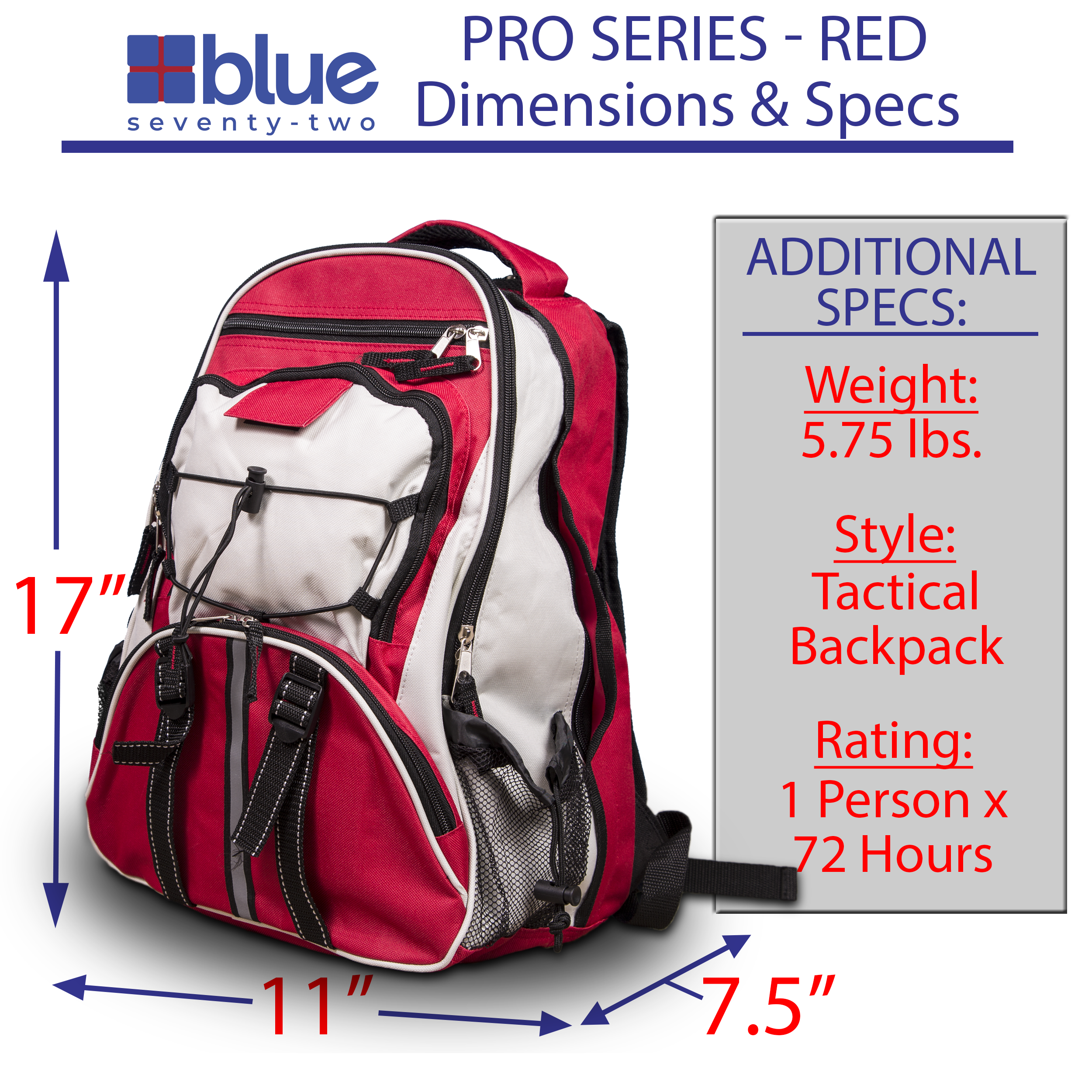 Blue Seventy-Two Standard - 3 Day Emergency Kit for 1 Person – Blue Coolers