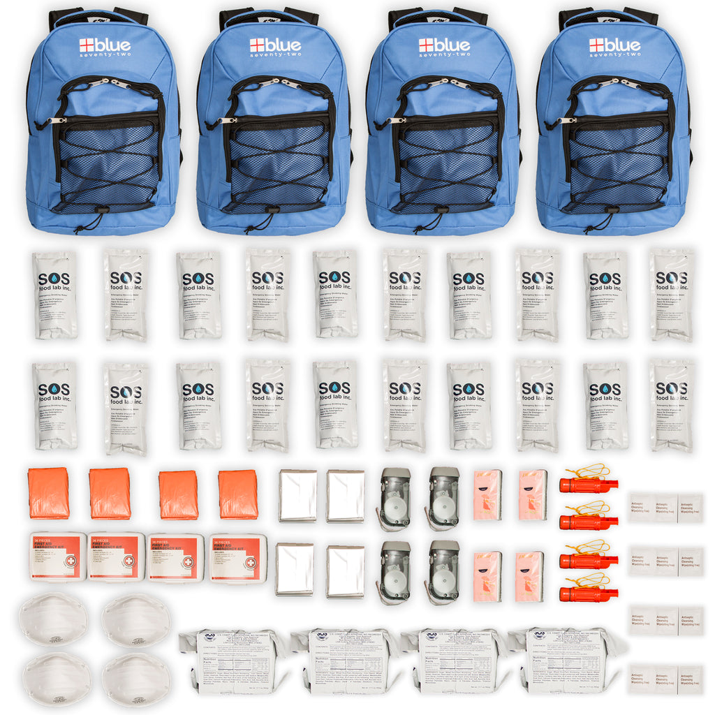 Blue Seventy-Two Family Pack - 4 x 3 Day Emergency Kits for 1 Person