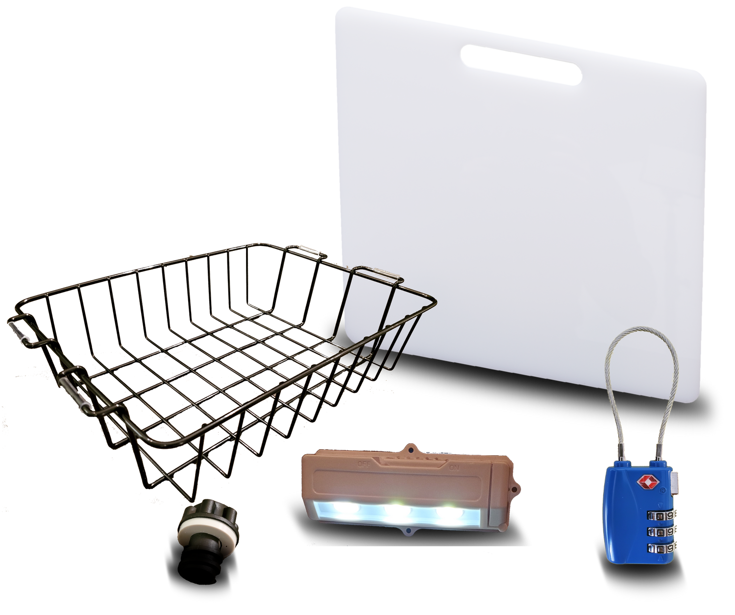 Accessory Kit - Divider/Cutting Board, Basket, Lock, Light, & Plug for 30 Quart Coolers